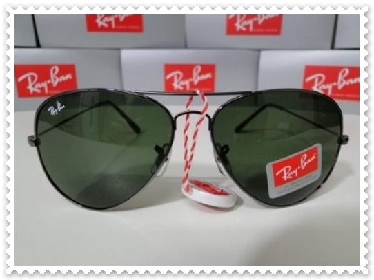 Ray Ban Aviador 3025 Armação cinza e lentes verdes