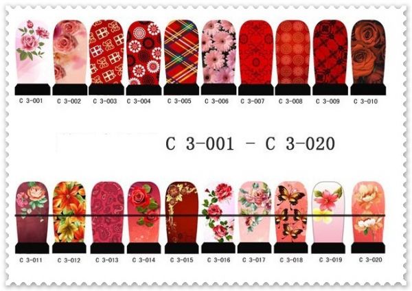 Adesivos água para Unhas - cobertura total - Série Red