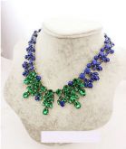 Gargantilha de cristal austríaco  luxo azul e verde N9334